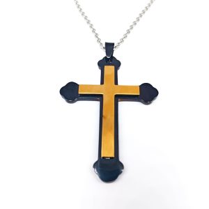 Ανδρικός σταυρός ατσάλινος χρυσό-μαύρο Ανδρικός σταυρός ατσάλινος χρυσό-μαύρο
