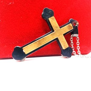 Ανδρικός σταυρός ατσάλινος χρυσό-μαύρο Ανδρικός σταυρός ατσάλινος χρυσό-μαύρο