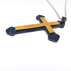 Ανδρικός σταυρός από ανοξείδωτο ατσάλι χρυσό-μαύρο