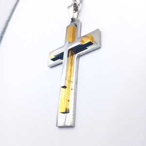 Ατσάλινος ανδρικός σταυρός Ασημί / Χρυσό