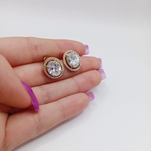 Επιχρυσωμένα καρφωτά σκουλαρίκια από ανοξείδωτο ατσάλι - Εικόνα 3