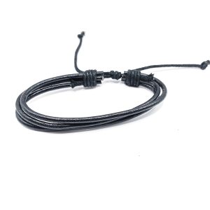 Βραχιόλι δερματίνη Black Lines ρυθμιζόμενο