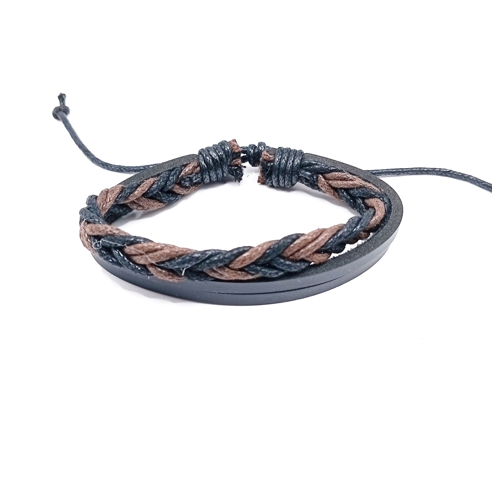 Βραχιόλι δερματίνη Duo Braid καφέ μαύρο Βραχιόλι δερματίνη Duo Braid καφέ μαύρο