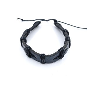 Βραχιόλι δερματίνη Black Knot Line μαύρο