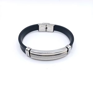 Ανδρικό βραχιόλι καουτσούκ Steel Lines μαύρο