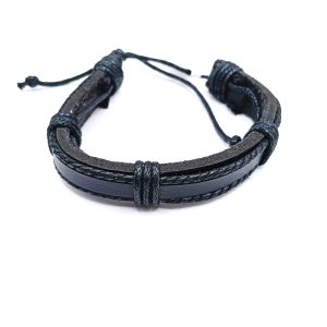 Βραχιόλι δερματίνη Black Strap minimal