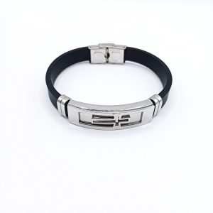 Ανδρικό βραχιόλι καουτσούκ Steel Cross μαύρο