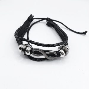 Βραχιόλι δερματίνη Infinity Rings μαύρο