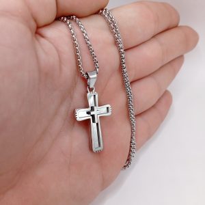 Ανδρικός Σταυρός 3D από Ανοξείδωτο Ατσάλι - Εικόνα 3