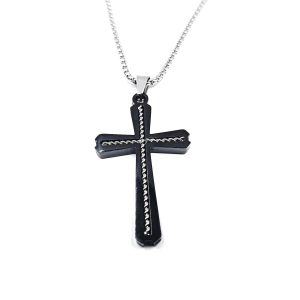 Ανδρικός Σταυρός Black Steel – Ατσάλινος
