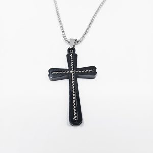Ανδρικός Σταυρός Black Steel – Ατσάλινος