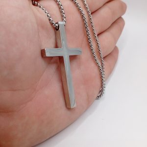 Ανδρικός Σταυρός Plain Silver – Ατσάλινος - Εικόνα 4