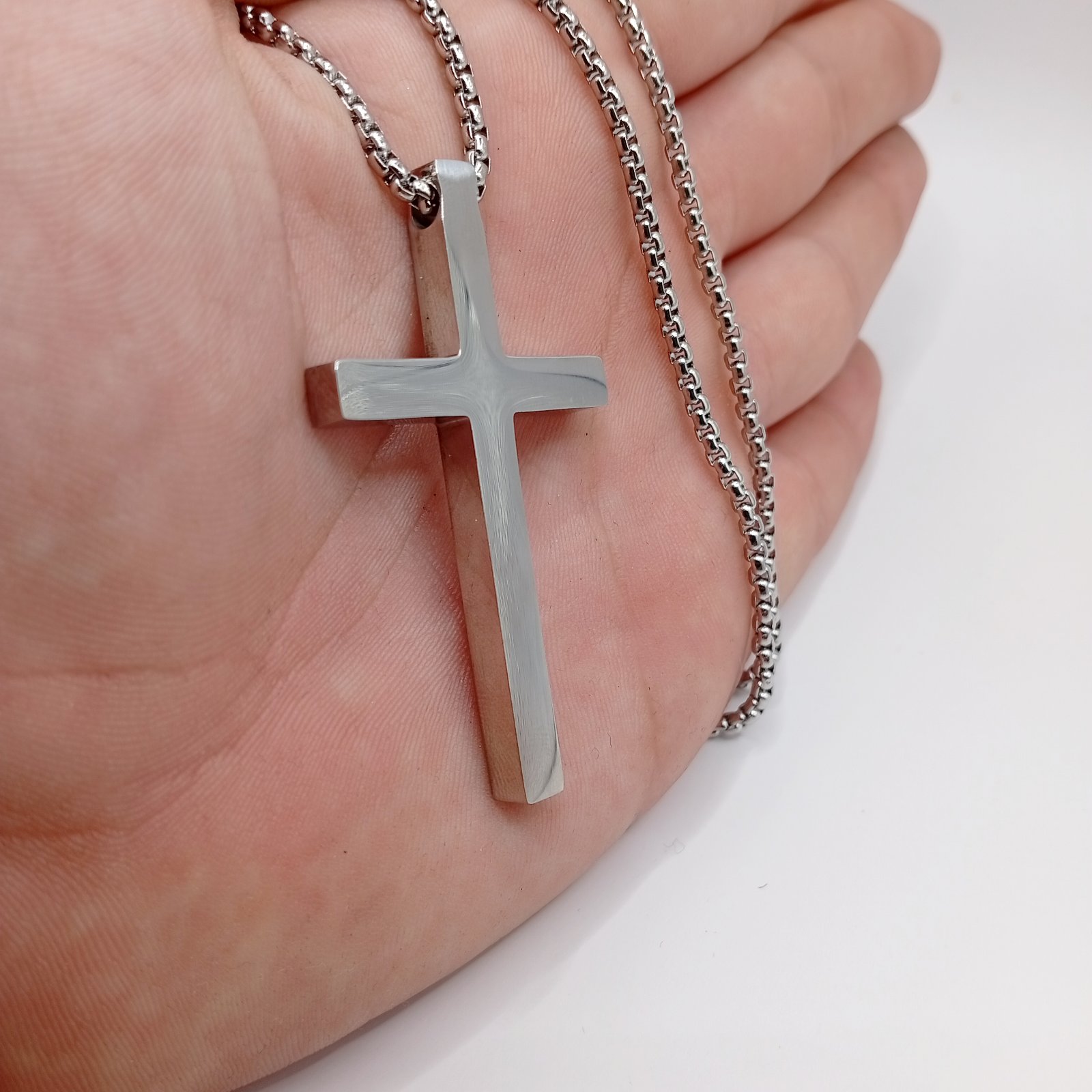 Ανδρικός Σταυρός Plain Silver – Ατσάλινος - Image 4 Ανδρικός Σταυρός Plain Silver – Ατσάλινος - Image 4