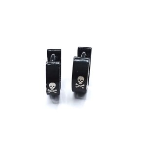 Ατσάλινα σκουλαρίκια κρίκοι Skull Black - Εικόνα 3
