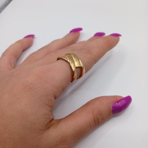 Ατσάλινο δαχτυλίδι Dual Wrap Gold – Προσαρμοζόμενο - Εικόνα 1