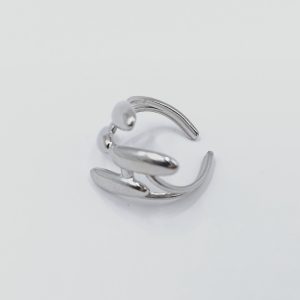 Ατσάλινο δαχτυλίδι με επιμήκεις καμπύλες – Προσαρμοζόμενο - Εικόνα 3