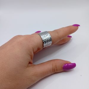 Ατσάλινο δαχτυλίδι Silver Texture – Προσαρμοζόμενο - Εικόνα 1