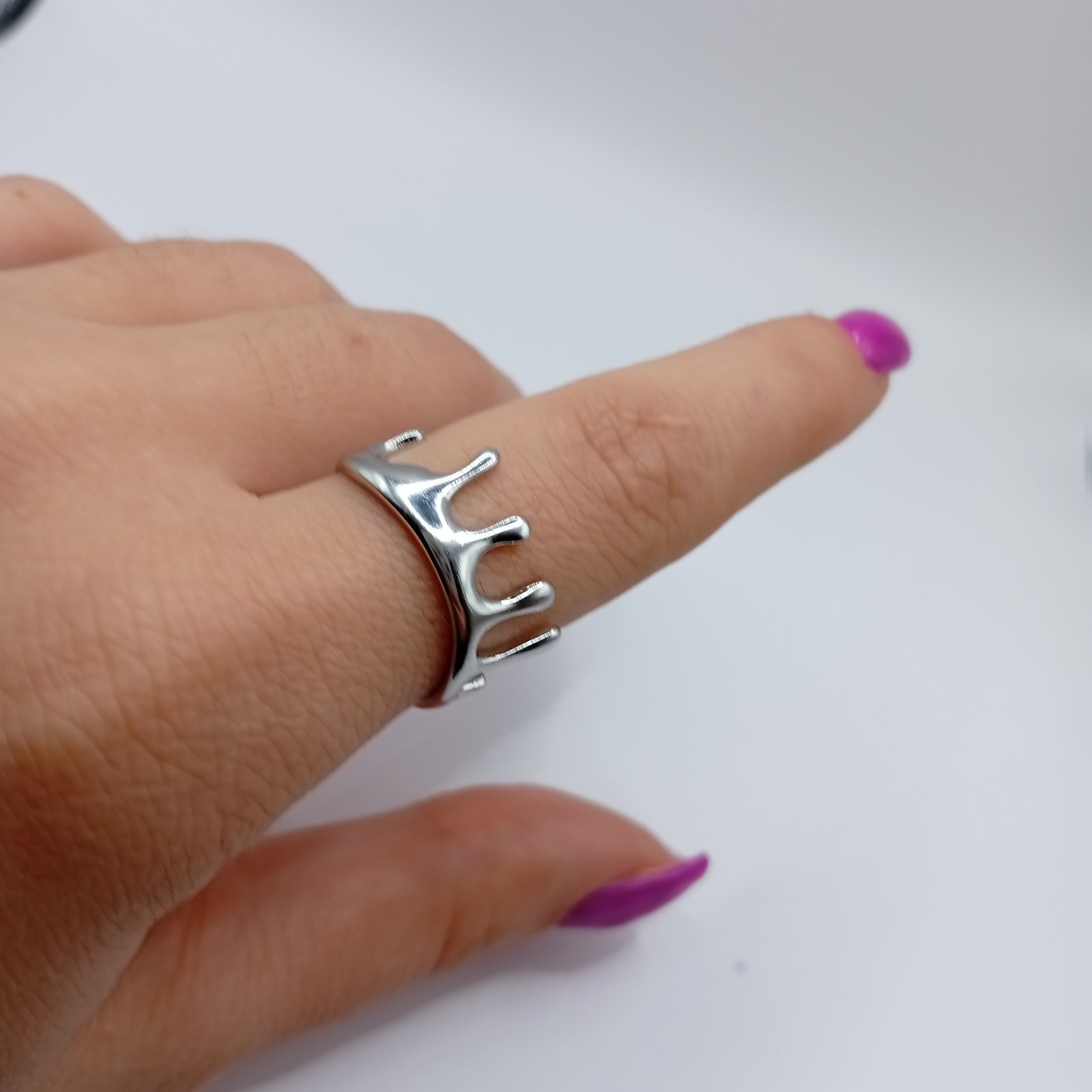 Ατσάλινο προσαρμοζόμενο δαχτυλίδι Crown Splash - Image 2 Ατσάλινο προσαρμοζόμενο δαχτυλίδι Crown Splash - Image 2