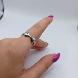 Ατσάλινο προσαρμοζόμενο δαχτυλίδι Wave Form - Εικόνα 1