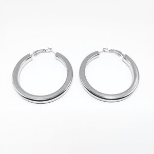 Ατσάλινοι Κρίκοι Silver Thick – Γυναικεία Σκουλαρίκια - Εικόνα 4