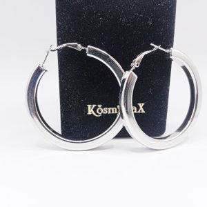 Ατσάλινοι Κρίκοι Silver Thick – Γυναικεία Σκουλαρίκια - Εικόνα 3