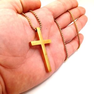 Ανδρικός Σταυρός Plain Gold – Ατσάλινος - Εικόνα 3 Ανδρικός Σταυρός Plain Gold – Ατσάλινος - Εικόνα 3