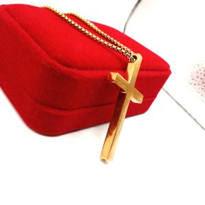 Ανδρικός Σταυρός Plain Gold – Ατσάλινος - Εικόνα 4 Ανδρικός Σταυρός Plain Gold – Ατσάλινος - Εικόνα 4