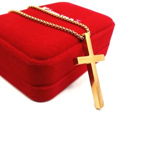 Ανδρικός Σταυρός Plain Gold – Ατσάλινος - Εικόνα 1