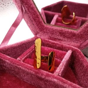 Επιχρυσωμένο ατσάλινο δαχτυλίδι hammered – Ρυθμιζόμενο - Εικόνα 4