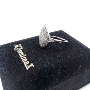 Γυναικείο Δαχτυλίδι Silver με Ζιργκόν – Ατσάλινο, Ρυθμιζόμενο - Εικόνα 1