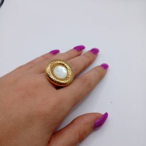 Γυναικείο επιχρυσωμένο δαχτυλίδι από ανοξείδωτο ατσάλι - Εικόνα 1