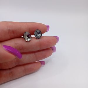 Ατσαλίνα καρφωτά σκουλαρίκια με πέτρα σε γκρι - Εικόνα 3 Ατσαλίνα καρφωτά σκουλαρίκια με πέτρα σε γκρι - Εικόνα 3