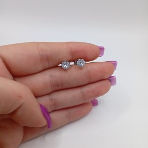 Ατσαλίνα καρφωτά σκουλαρίκια με ζιρκόν - Εικόνα 3