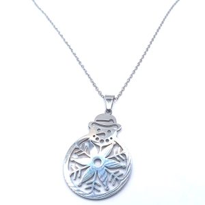 Ατσάλινο Χριστουγεννιάτικο Κολιέ Χιονάνθρωπος