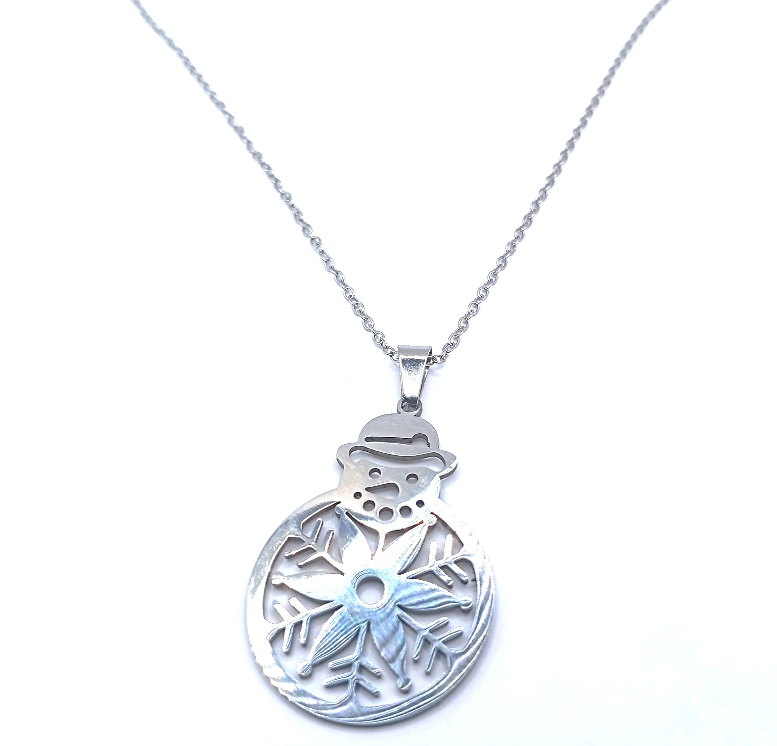 Ατσάλινο Χριστουγεννιάτικο Κολιέ Χιονάνθρωπος Ατσάλινο Χριστουγεννιάτικο Κολιέ Χιονάνθρωπος