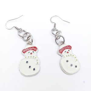Σκουλαρίκια με χιονάνθρωπο - ατσάλινη βάση