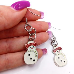 Σκουλαρίκια με χιονάνθρωπο – ατσάλινη βάση - Εικόνα 1