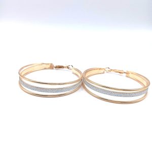 Ατσάλινοι Κρίκοι Gold με Ασημί Λαμπερή Λωρίδα - Εικόνα 1