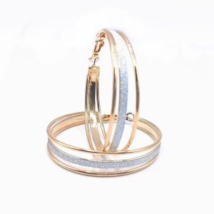 Ατσάλινοι Κρίκοι Gold με Ασημί Λαμπερή Λωρίδα Ατσάλινοι Κρίκοι Gold με Ασημί Λαμπερή Λωρίδα