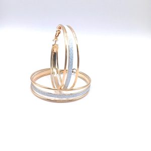 Ατσάλινοι Κρίκοι Gold με Ασημί Λαμπερή Λωρίδα