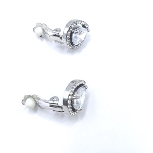 Κομψά ατσάλινα clip-on σκουλαρίκια με κεντρικό ζιργκόν - Εικόνα 1