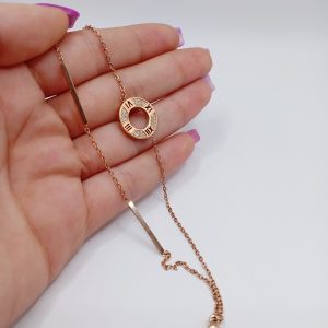 Γυναικείο διπλό βραχιόλι από ανοξείδωτο ατσάλι σε ροζ gold χρώμα - Εικόνα 3