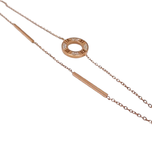 Γυναικείο διπλό βραχιόλι από ανοξείδωτο ατσάλι σε ροζ gold χρώμα Γυναικείο διπλό βραχιόλι από ανοξείδωτο ατσάλι σε ροζ gold χρώμα