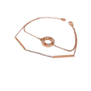 Γυναικείο διπλό βραχιόλι από ανοξείδωτο ατσάλι σε ροζ gold χρώμα - Εικόνα 1