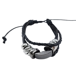 Βραχιόλι δερματίνη Metal Curve μαύρο