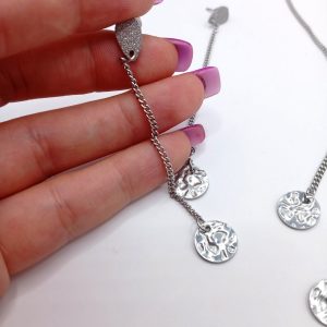 Χειροποίητο Σετ Κοσμημάτων (Κολιέ & Σκουλαρίκια) με αλυσίδες - Εικόνα 3