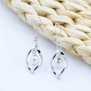 Κρεμαστά σκουλαρίκια από ασήμι 925 με πέρλα - Εικόνα 1