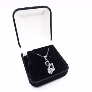 Ασημένιο Κολιέ Κύκνος 925 με Λευκή Πέτρα - Εικόνα 1