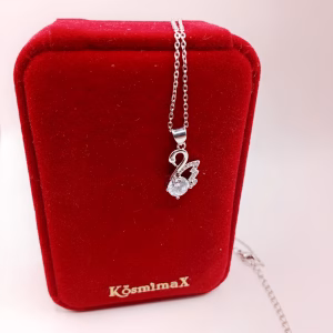 Ασημένιο Κολιέ Κύκνος 925 με Λευκή Πέτρα - Εικόνα 3