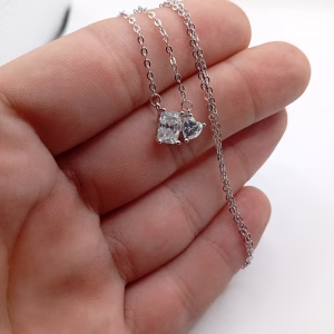 Ασημένιο Κολιέ 925 με Διπλό Μοϊσανίτη 1.50ct - Εικόνα 5